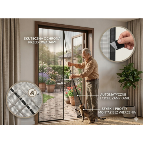 Magnētiskais moskītu tīkls durvīm 100 x 210 cm no Maltec (00018602)