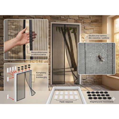 Magnētiskais moskītu tīkls durvīm 100 x 210 cm no Maltec (00018602)