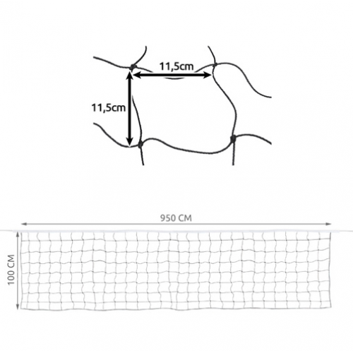 Volejbola tīkls + soma 9,5 х 1м Trizand (00023427)