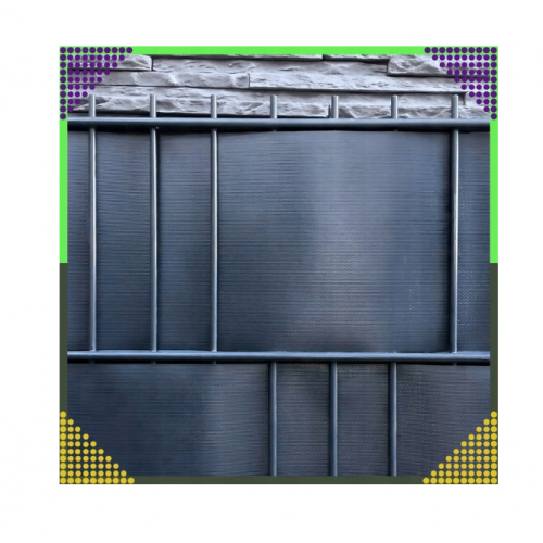 Antracīta žoga lentes pārsegs 19x35cm, 450 g/m² žoga paneļiem un žoga klipšiem (00023696)