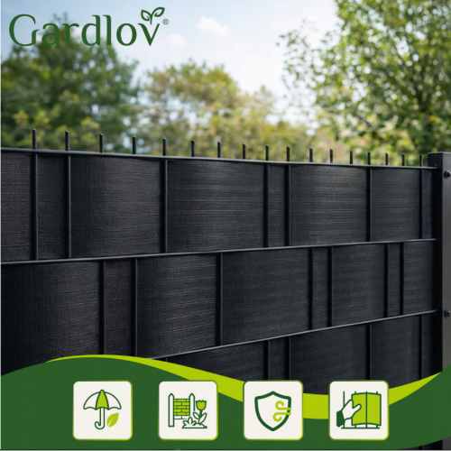 Žoga lentes pārsegs 19x35cm, 450 g/m² žoga paneļiem un žoga klipšiem, melnā no GARDLOF (00023698)