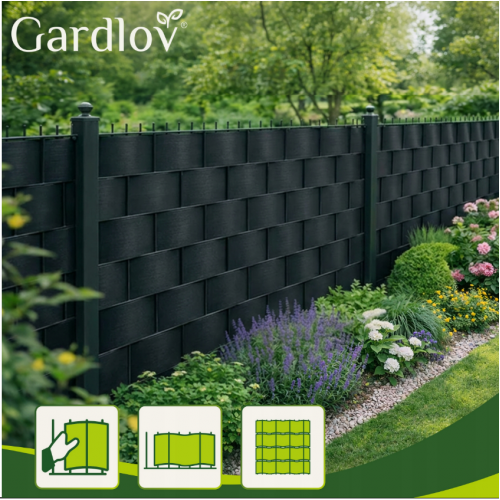 Žoga lentes pārsegs 19x35cm, 450 g/m² žoga paneļiem un žoga klipšiem, melnā no GARDLOF (00023698)