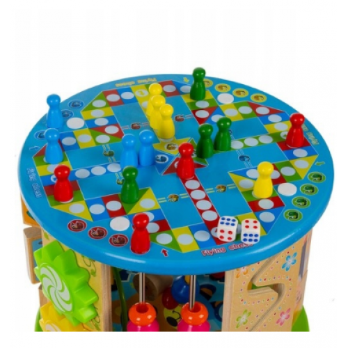 Interaktīvs izglītojošs sensoriskais kubs 11-in-1, koka rotaļlieta bērniem (00024670)