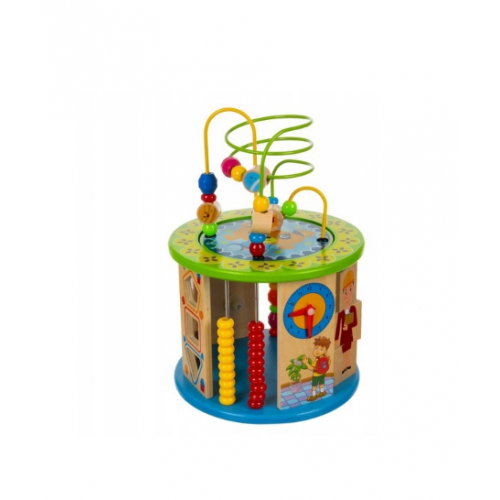 Interaktīvs izglītojošs sensoriskais kubs 11-in-1, koka rotaļlieta bērniem (00024670)