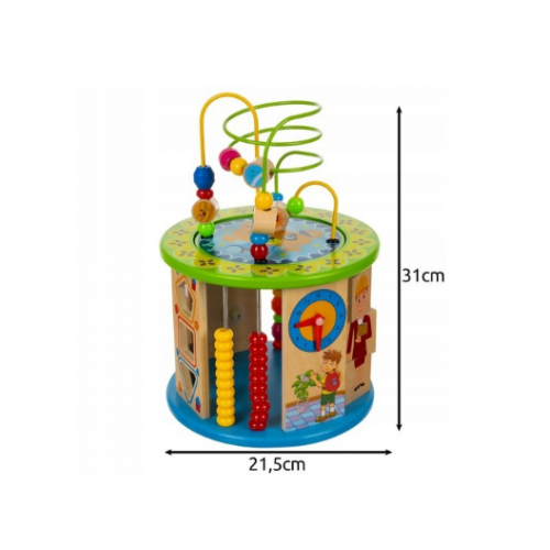 Interaktīvs izglītojošs sensoriskais kubs 11-in-1, koka rotaļlieta bērniem (00024670)