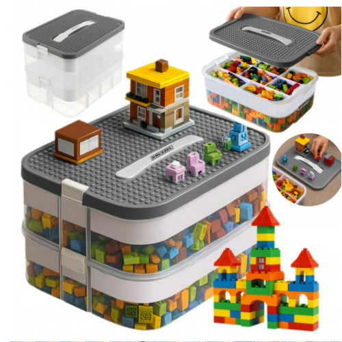 Bērnu rotaļlietu kaste, 15 l, divstāvu,  ar nodalījumiem (00025756)