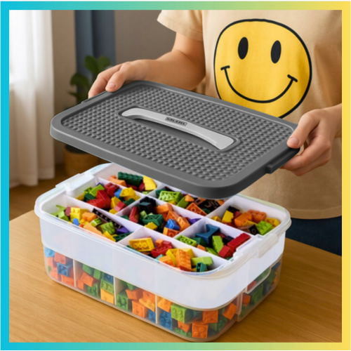 Bērnu rotaļlietu kaste, 15 l, divstāvu,  ar nodalījumiem (00025756)