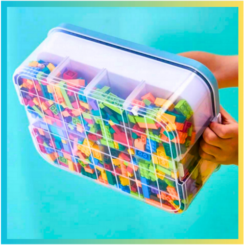 Bērnu rotaļlietu kaste, 15 l, divstāvu,  ar nodalījumiem (00025756)