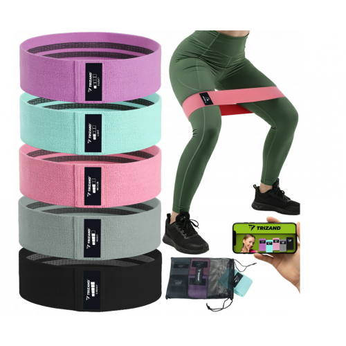 Fitnesa komplekts ar neslīdošām vingrošanas lentēm, 5 gab. no Trizand (00025877)