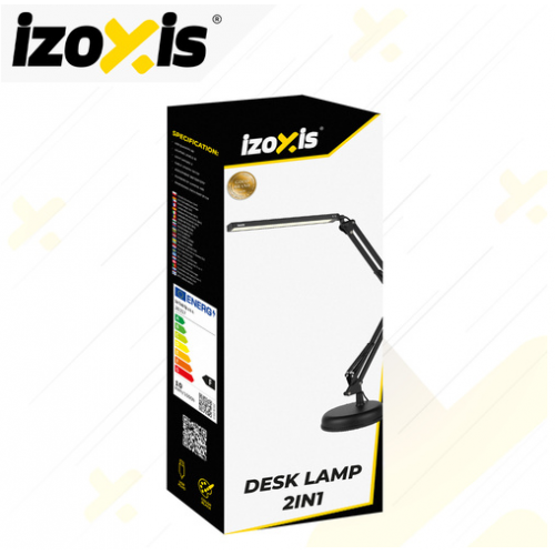 Skolas galda lampa, rasēšanai 2in1metāla, melna no Izoxis (00026357)