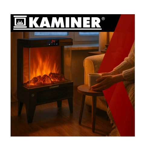 Grīdas elektriskais sildītājs ar kamīna efektu, 2000W (00026400)