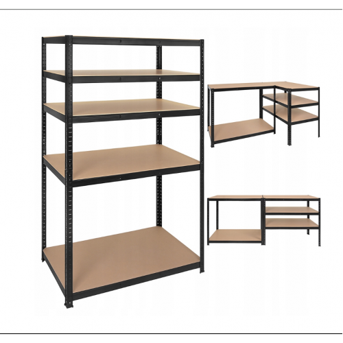 Metāla uzglabāšanas plaukts, 5 plaukti, melns, garāžai, pagrabam, 180x100x60cm no BIGSTREN (00027510)