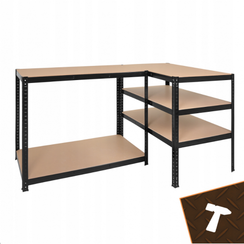 Metāla uzglabāšanas plaukts, 5 plaukti, melns, garāžai, pagrabam, 180x100x60cm no BIGSTREN (00027510)