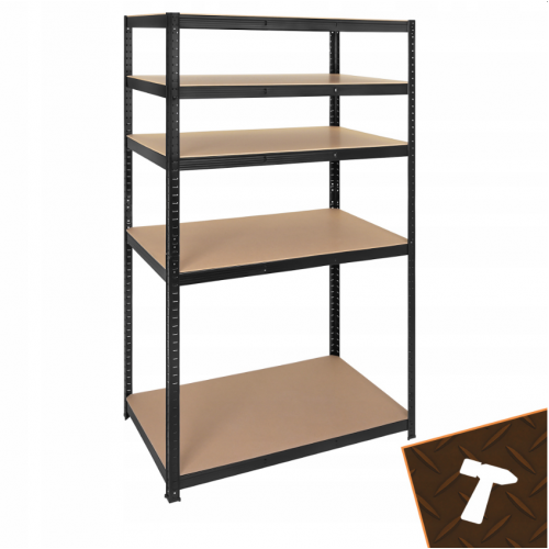 Metāla uzglabāšanas plaukts, 5 plaukti, melns, garāžai, pagrabam, 180x100x60cm no BIGSTREN (00027510)