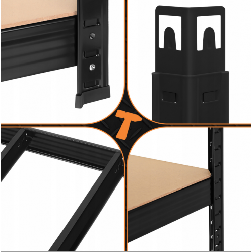 Metāla uzglabāšanas plaukts, 5 plaukti, melns, garāžai, pagrabam, 180x100x60cm no BIGSTREN (00027510)