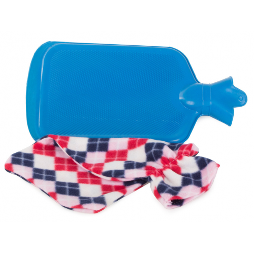 Gumijas karstā ūdens pudele - termofors plīša apvalkā XXL (01731)