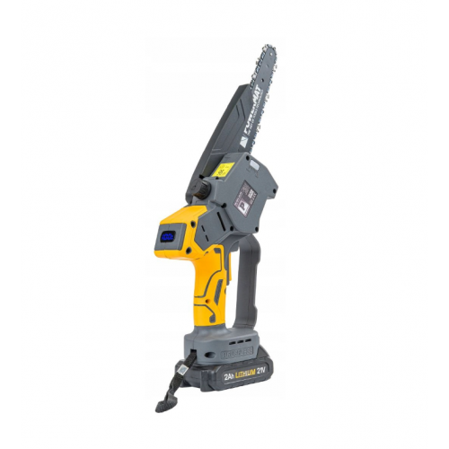 Mini akumulātora ķēdes zāģis ar ķēdes eļļotāju 8" (24 cm), 2 x Li-ion 21V-2Ah no Powermat (PM-MPA-2AHM)