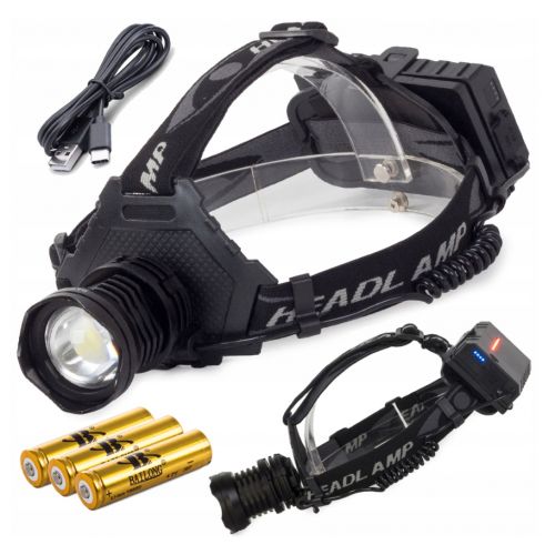 Profesionāls galvas lukturis Bailong LED cree xhp70 + 4.2V akumulators (08304)