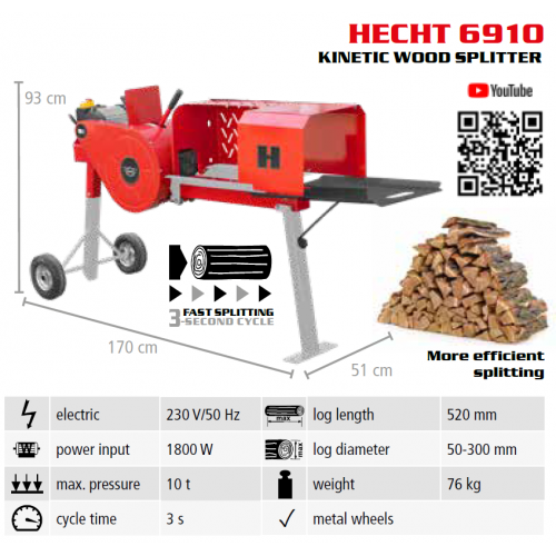 Kinētiskais koka skaldītājs 1800W , 10T  - HECHT 6910