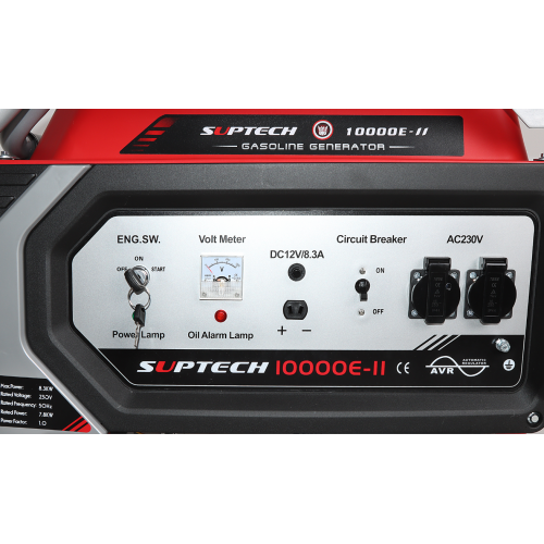 Benzīna vienfāzes elektrības ģenerators 230V, 8.3kW, 460cm3, 16 ZS no SUPTECH 10000E-II