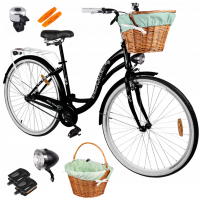 Pilsētas velosipēds MalTrack Citybike Dreamer 1 ātrums, melns, 28" + grozs piparmētru krāsā (107772)