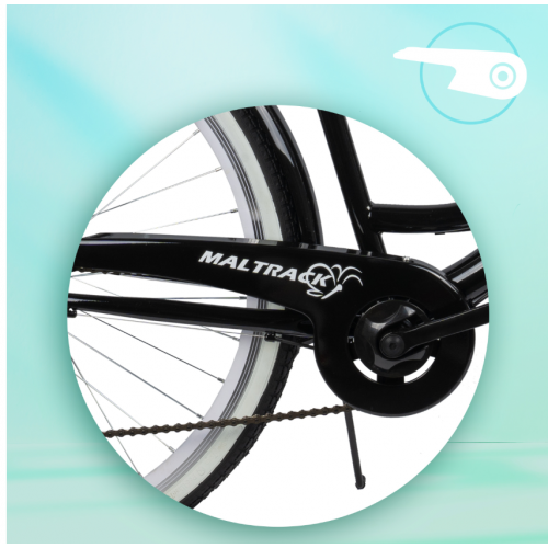 Pilsētas velosipēds MalTrack Citybike Dreamer 1 ātrums, melns, 28" + grozs piparmētru krāsā (107772)