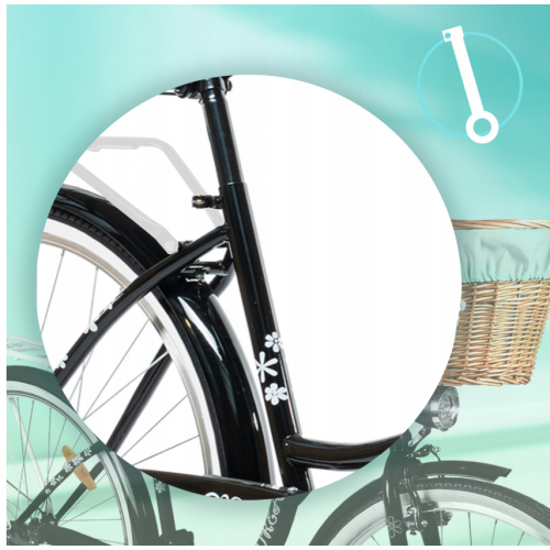 Pilsētas velosipēds MalTrack Citybike Dreamer 1 ātrums, melns, 28" + grozs piparmētru krāsā (107772)