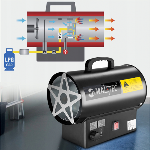 Gāzes sildītājs 25kW + termostats, LCD no MalTec (GAS-2500Mt, 109625)