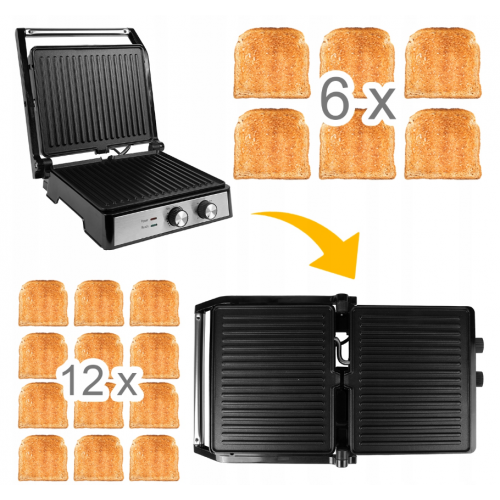 Elektriskais grils panini 60-220°, 2500W no MalTec (SM4500W, 109856)