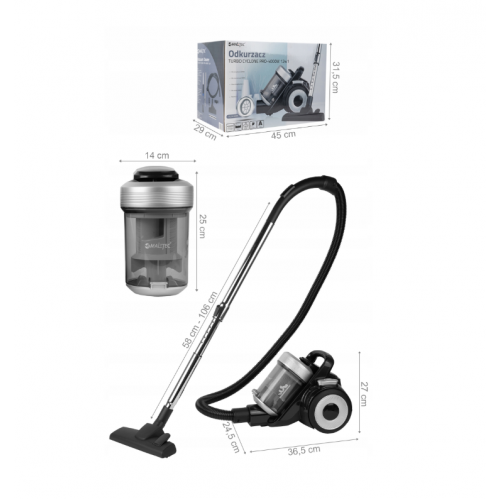 Putekļu sūcējs TURBO CYCLONE PRO-4000W 12 vienā + turbo birste no MalTec (109957 + 109960)