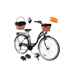 Pilsētas velosipēds MalTrack Citybike Dreamer 6 ātrumu melns 28" + grozs (110537)