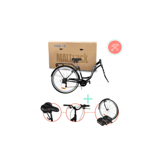 Pilsētas velosipēds MalTrack Citybike Dreamer 6 ātrumu melns 28" + grozs (110537)