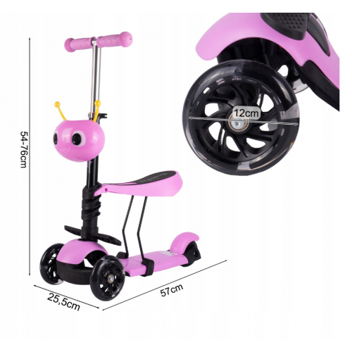 Trīsriteņu skrējritenis - balansieris + LED (111337)