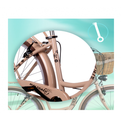 Pilsētas velosipēds MalTrack Citybike Dreamer 6 ātrumu bēšs 28" + grozs (111666)