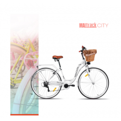 Pilsētas velosipēds MalTrack Citybike Dreamer 6 ātrumu balts 28" + grozs (111669)
