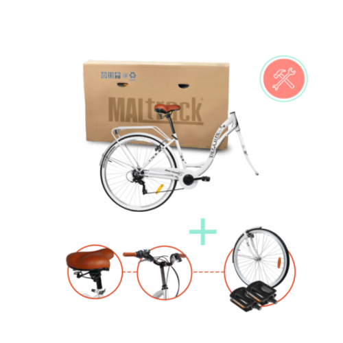 Pilsētas velosipēds MalTrack Citybike Dreamer 6 ātrumu balts 28" + grozs (111669)