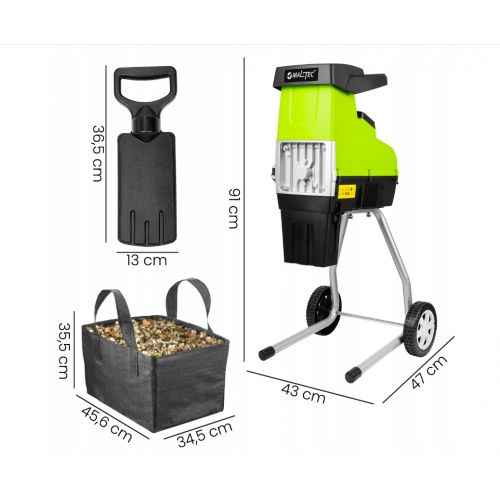 Электрический измельчитель веток - шреддер 44мм , 3500Вт (111718)