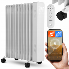 Elektriskais eļļas radiators 2500W, Wi-Fi, tālvadības pults, termostats, 11 ribas no Malatec (ProOil2500WW, 111937)