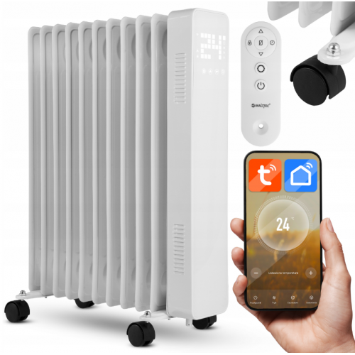 Elektriskais eļļas radiators 2500W, Wi-Fi, tālvadības pults, termostats, 11 ribas no Malatec (ProOil2500WB, 111938)