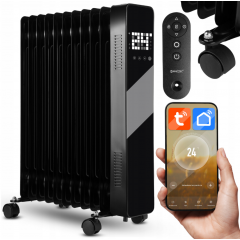 Elektriskais eļļas radiators 2500W, Wi-Fi, tālvadības pults, termostats, 11 ribas no Malatec (ProOil2500WB, 111938)