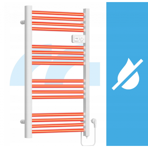 Elektriskais sienas radiators vannas istabai - dvieļu žāvētājs + termostats, 97x53.5x10.5cm, 500W no MalTec (BH500W-WH; 112039)