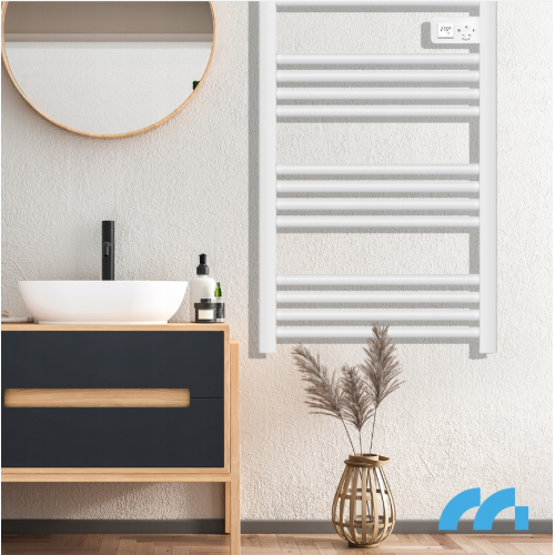 Elektriskais sienas radiators vannas istabai - dvieļu žāvētājs + termostats, 97x53.5x10.5cm, 500W no MalTec (BH500W-WH; 112039)