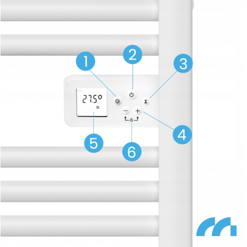 Elektriskais sienas radiators vannas istabai - dvieļu žāvētājs + termostats, 97x53.5x10.5cm, 500W no MalTec (BH500W-WH; 112039)