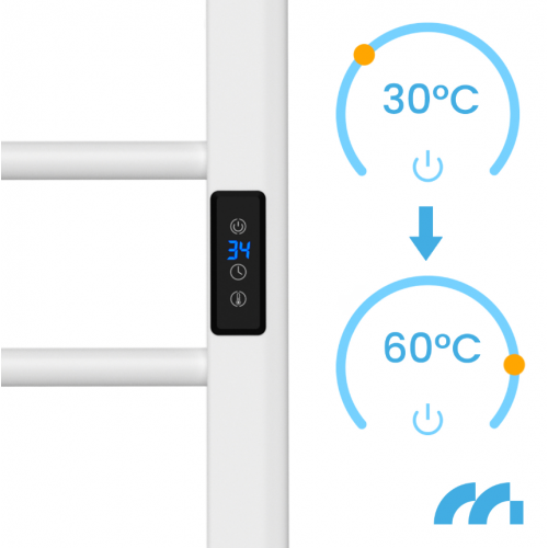 Elektriskais sienas radiators vannas istabai - dvieļu žāvētājs + termostats, 80.5x50x7.5cm, 200W no MalTec (BH200W-WH; 112042)