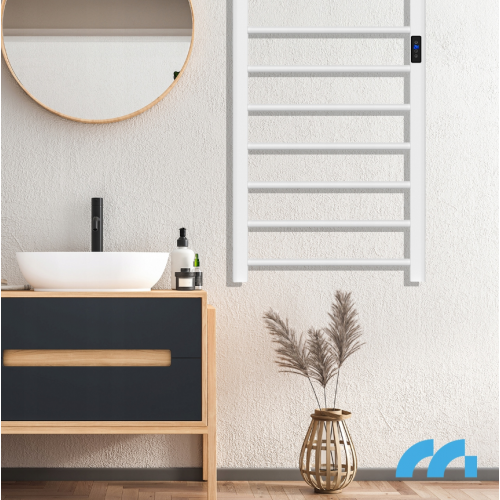 Elektriskais sienas radiators vannas istabai - dvieļu žāvētājs + termostats, 80.5x50x7.5cm, 200W no MalTec (BH200W-WH; 112042)