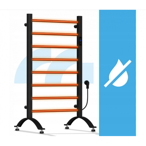 Elektriskais sienas radiators vannas istabai - dvieļu žāvētājs + termostats, 80.5x50x7.5cm, 200W no MalTec (BH200W-BL; 112043)