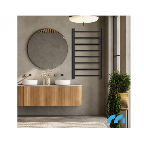 Elektriskais sienas radiators vannas istabai - dvieļu žāvētājs + termostats, 80.5x50x7.5cm, 200W no MalTec (BH200W-BL; 112043)
