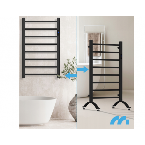 Elektriskais sienas radiators vannas istabai - dvieļu žāvētājs + termostats, 80.5x50x7.5cm, 200W no MalTec (BH200W-BL; 112043)
