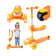 3 riteņu bērnu skrejritenis 2in1, salokāms, regulējams, LED riteņi (112312)