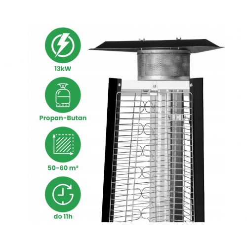 Starojuma piramīdas āra - terases gāzes sildītājs 13kW no MalTec (112386)